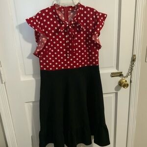 Black Red A-Line Dress